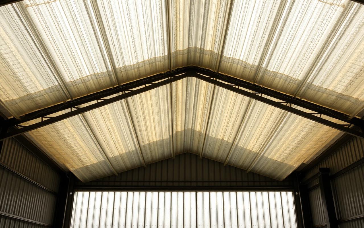 Translucent fibreglass corrugated panels installed on an industrial shed
