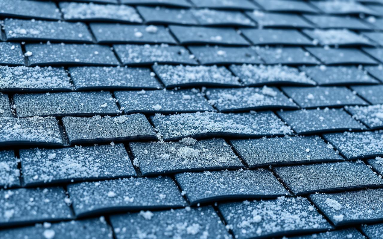 SBS polymer-modified asphalt shingles flexed in cold weather conditions